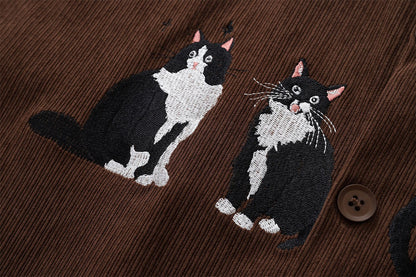 YAVIORA Cat Embroidered Shirt