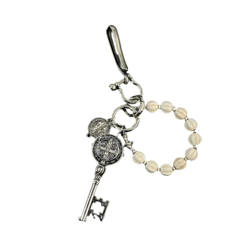 St Benedict Key Keychain Beaded Belt Clip Charm