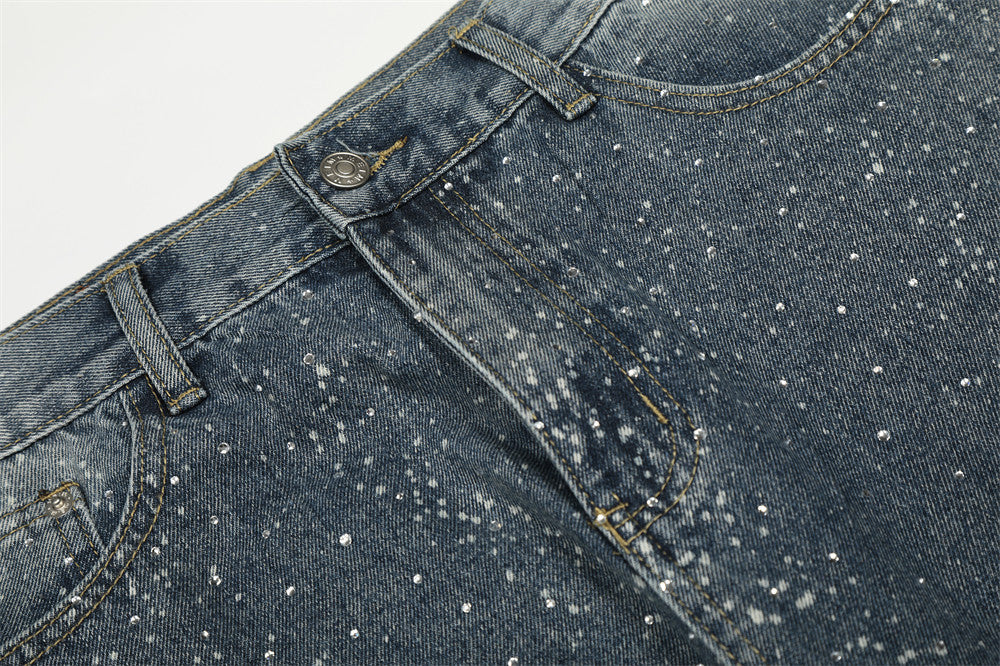 YAVIORA Rhinestone Straight Jeans