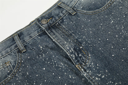 YAVIORA Rhinestone Straight Jeans