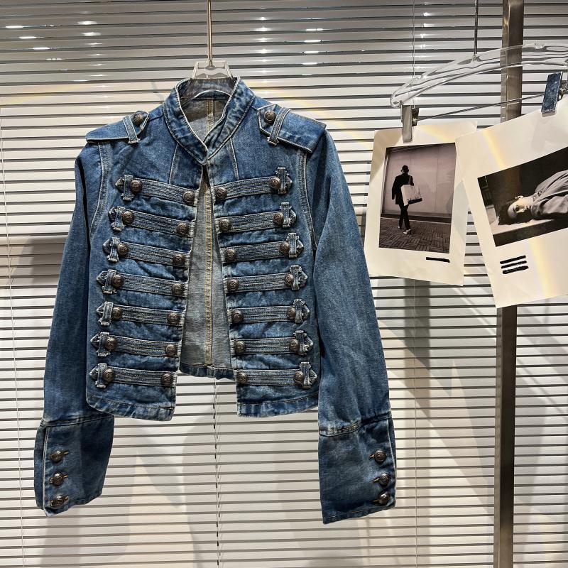Y2K Classic Metal Ripped Button Washed Denim Jacket