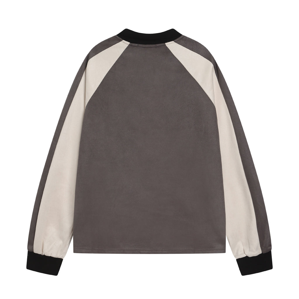 YAVIORA Color Block Embroidered Sports Sweatshirt
