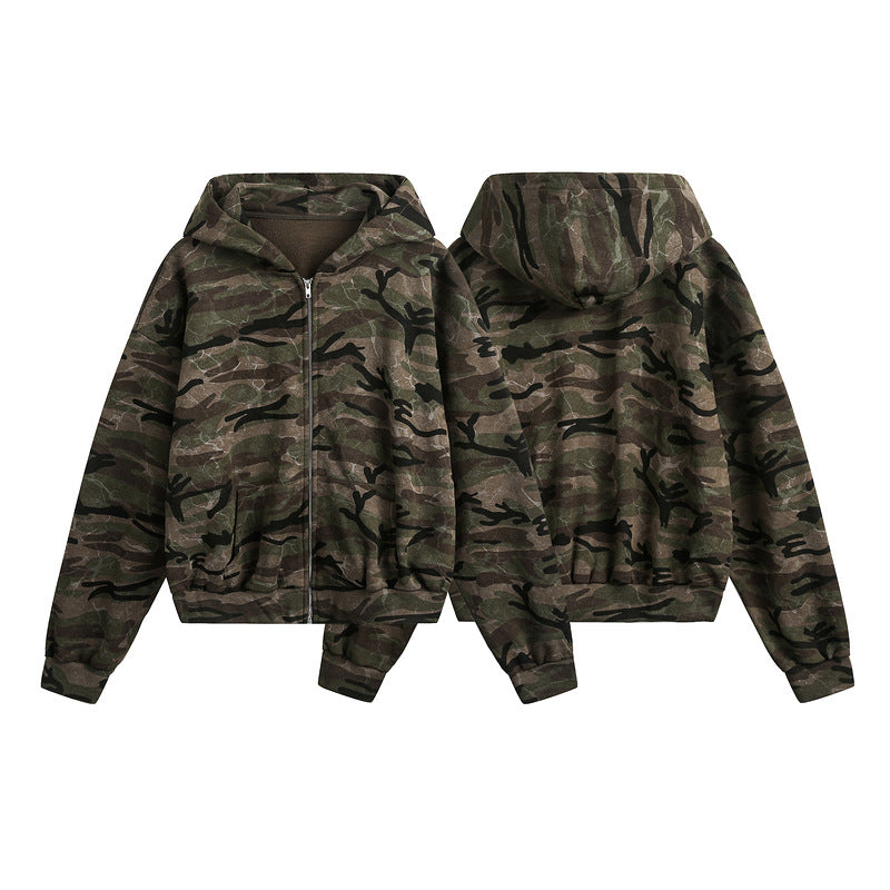 YAVIORA Camo Cropped Hoodie