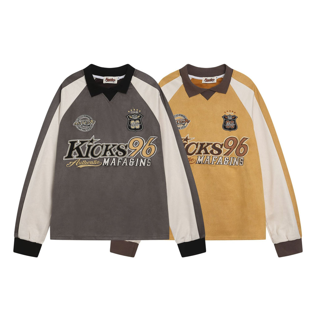 YAVIORA Color Block Embroidered Sports Sweatshirt