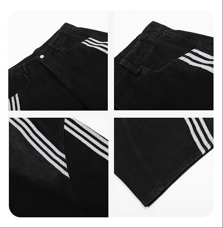 YAVIORA Striped Curved Jeans