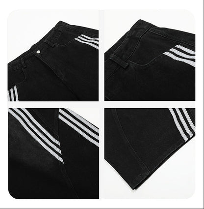 YAVIORA Striped Curved Jeans