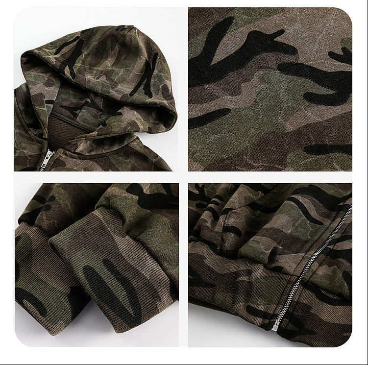 YAVIORA Camo Cropped Hoodie