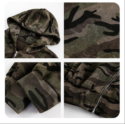 YAVIORA Camo Cropped Hoodie