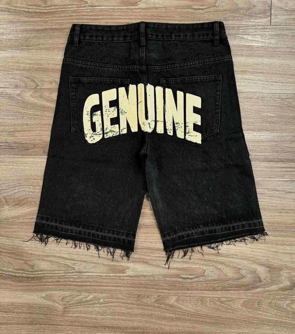 Full rhinestone hip-hop cross hot-fix denim shorts