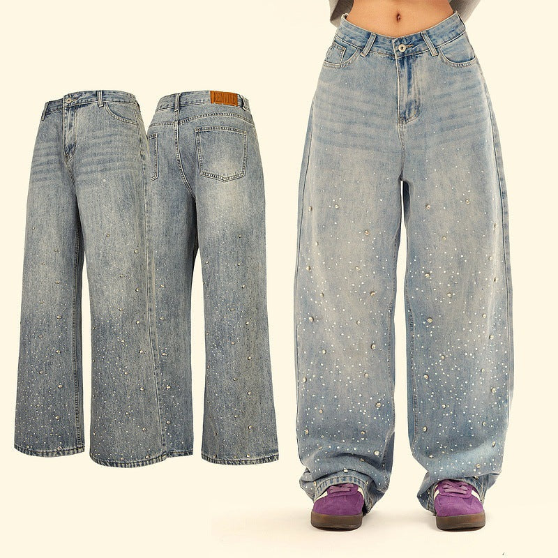 YAVIORA Strass-Weite Jeans