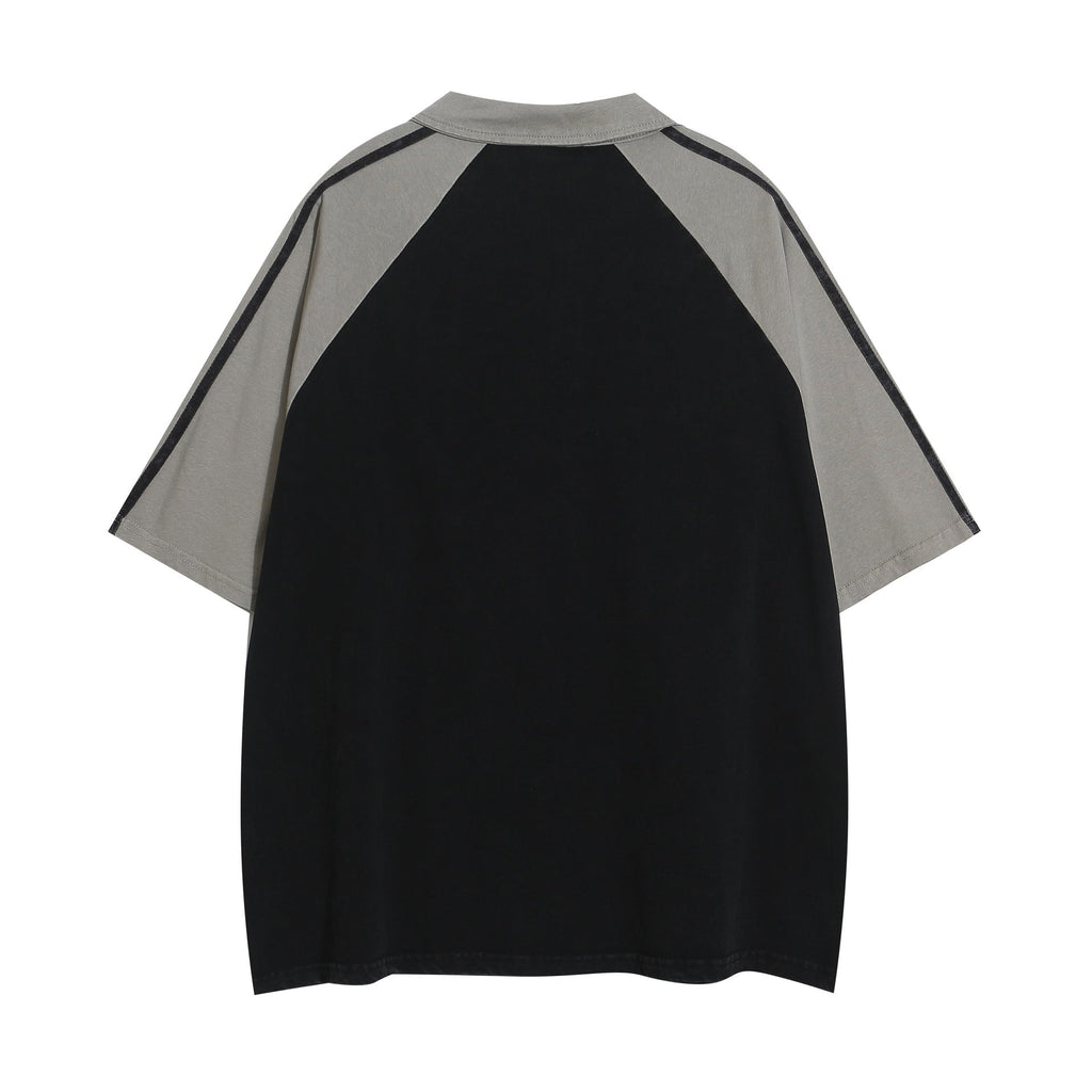 YAVIORA Suede Colorblock Polo Tee