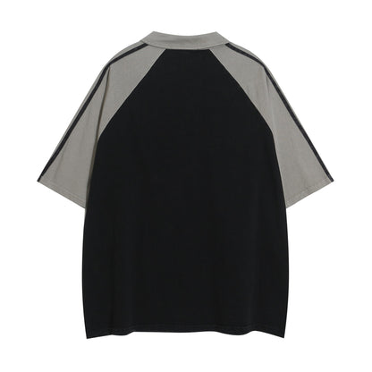 YAVIORA Suede Colorblock Polo Tee