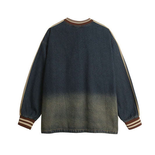 YAVIORA Denim Embroidered Hoodie