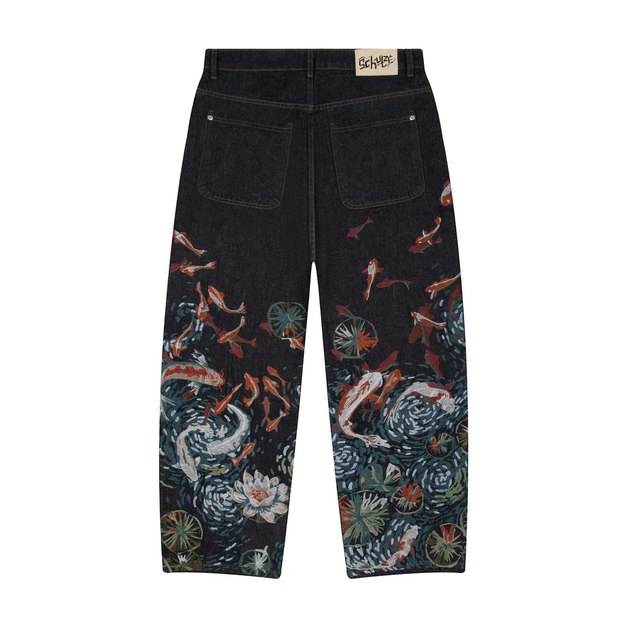 Retro Straight-leg Jeans with Plum Blossom Embroidery