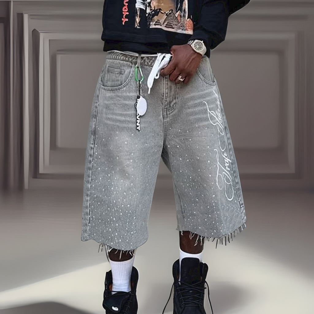 Y2K Straight Leg Wide Leg Distressed Loose Fit Capri Pants
