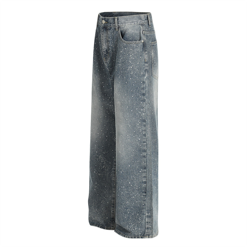YAVIORA Rhinestone Straight Jeans