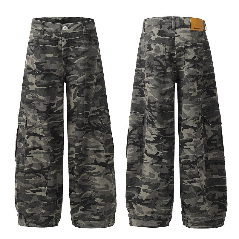 Yaviora camouflage cargo wide-leg pants