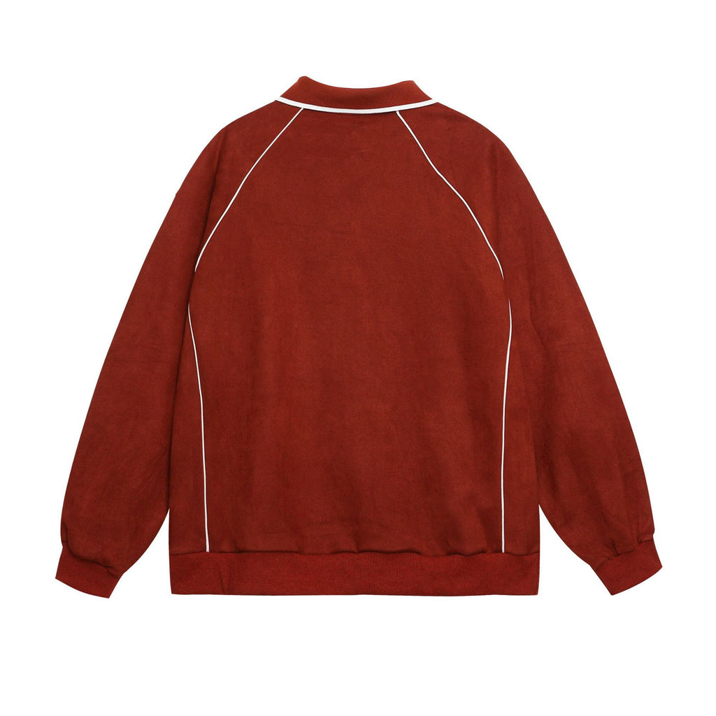 YAVIORA Letter Print Polo Sweatshirt
