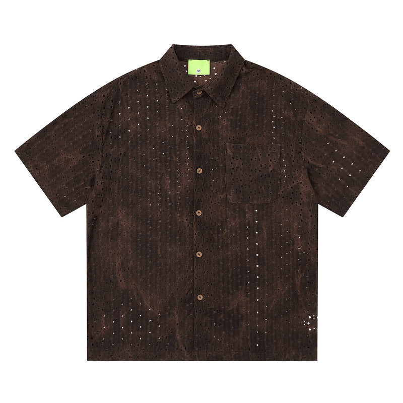 Yaviora Ripped Short-Sleeve Tie-Dye Shirt