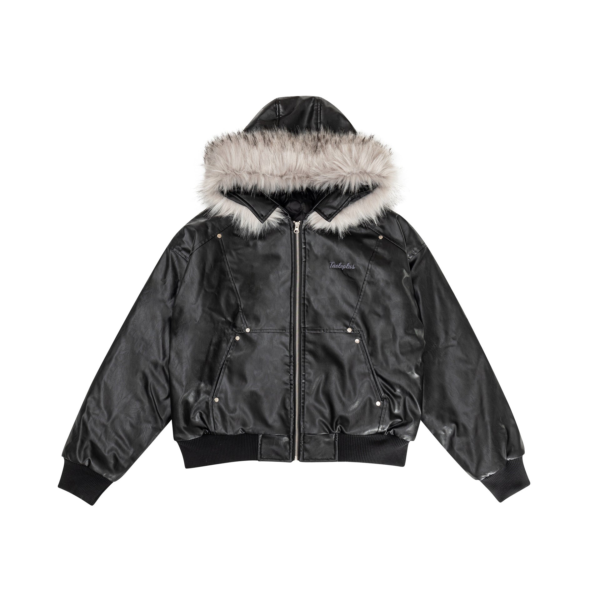 YAVIORA Fur Collar PU Jacket