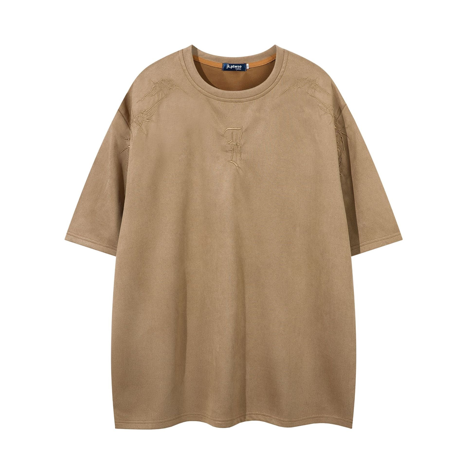 YAVIORA Besticktes Wildleder-T-Shirt