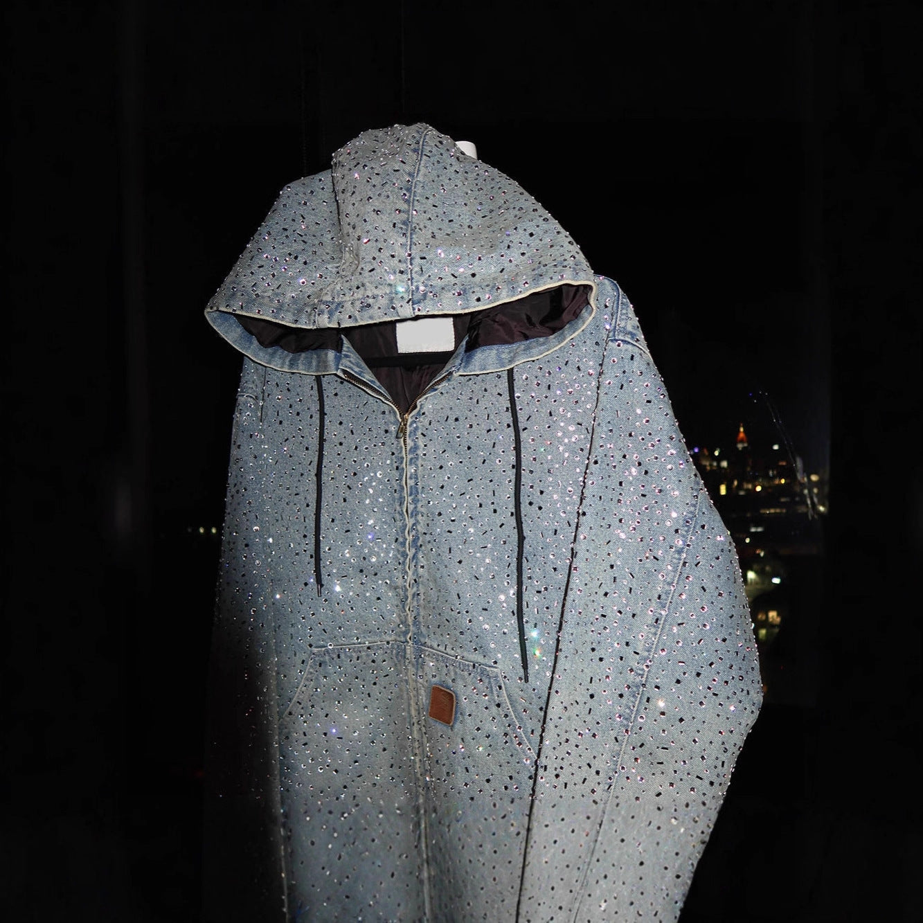 Y2K hip-hop heavy-duty rhinestone denim jacket
