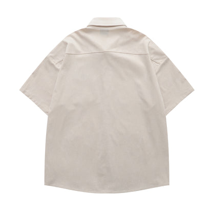 YAVIORA Cartoon Letter Corduroy Shirt
