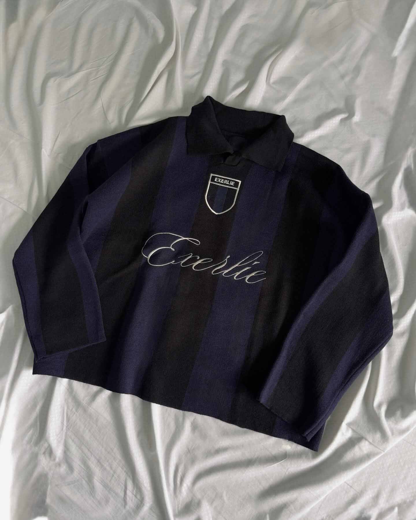 Oversized color-blocked knit sweater with letter embroidery