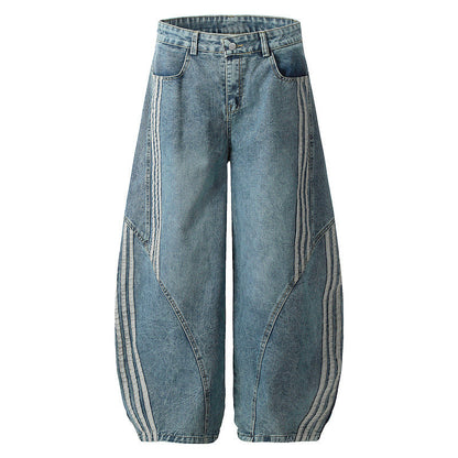 YAVIORA Striped Curved Jeans