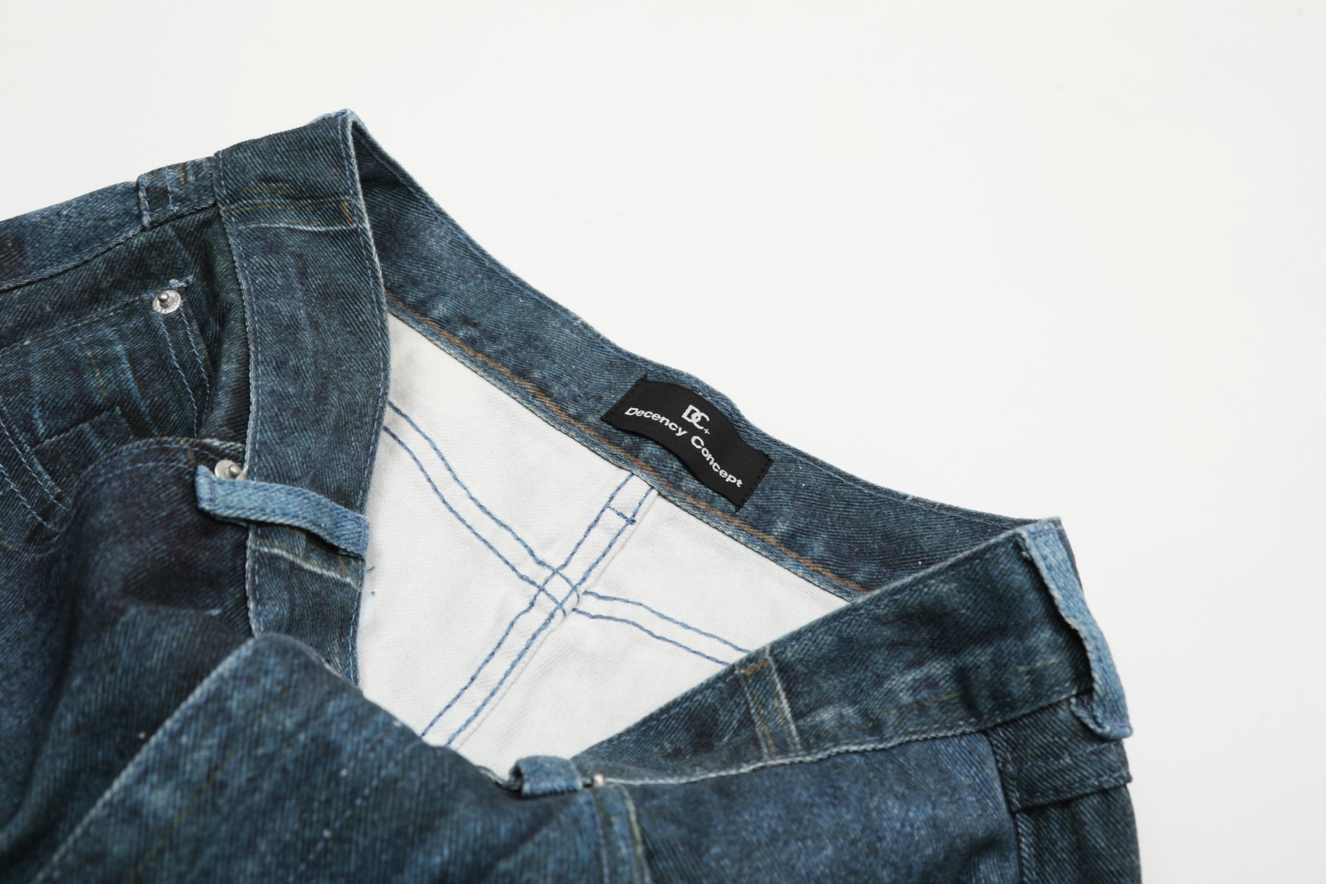 YAVIORA Irregular Printed Scimitar Cut Jeans
