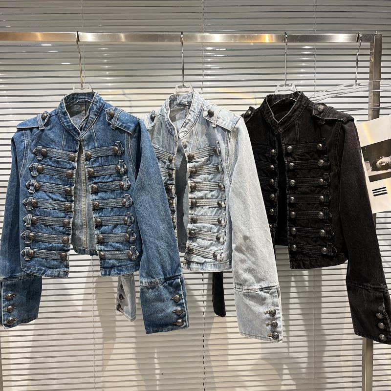 Y2K Classic Metal Ripped Button Washed Denim Jacket