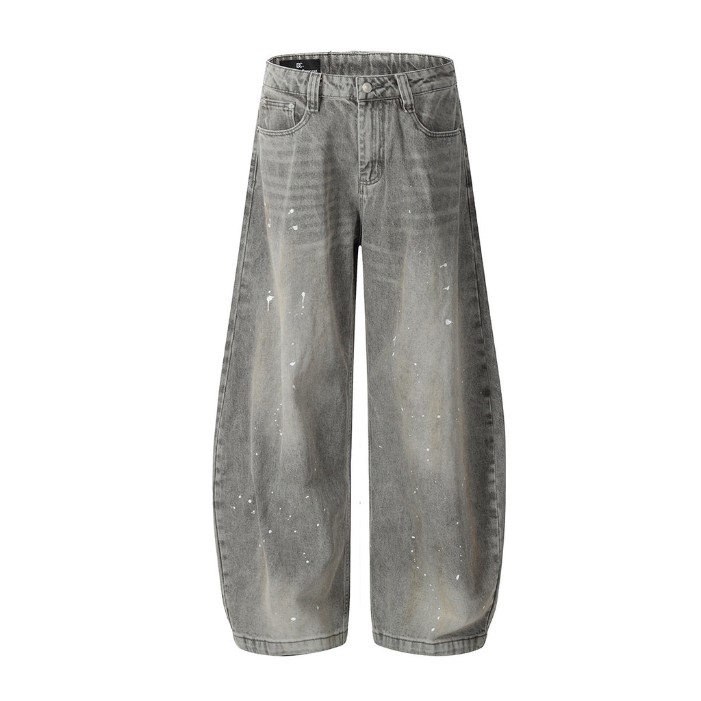 YAVIORA White Ink Print Curved Wide Leg Pants