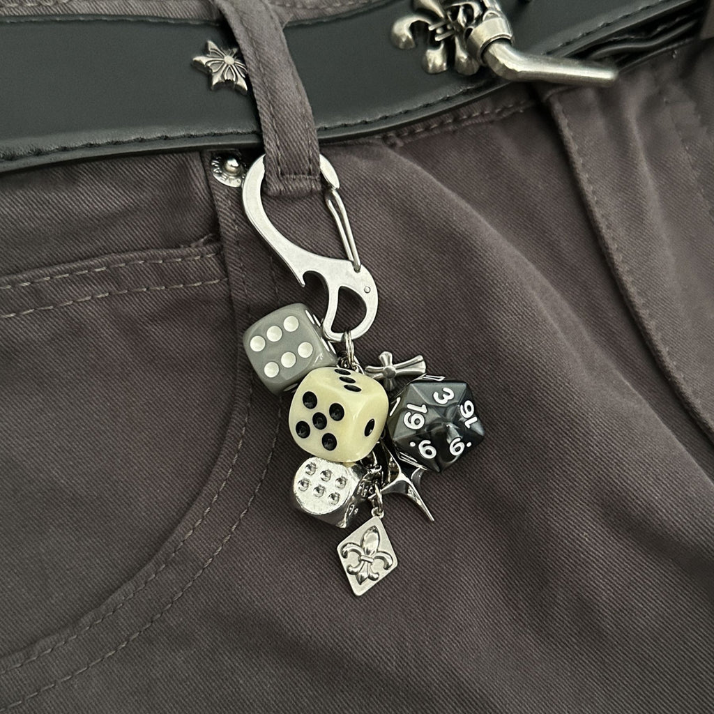 D20 Dice Keychain Charm Set Gothic Gamer Gift Jewelry