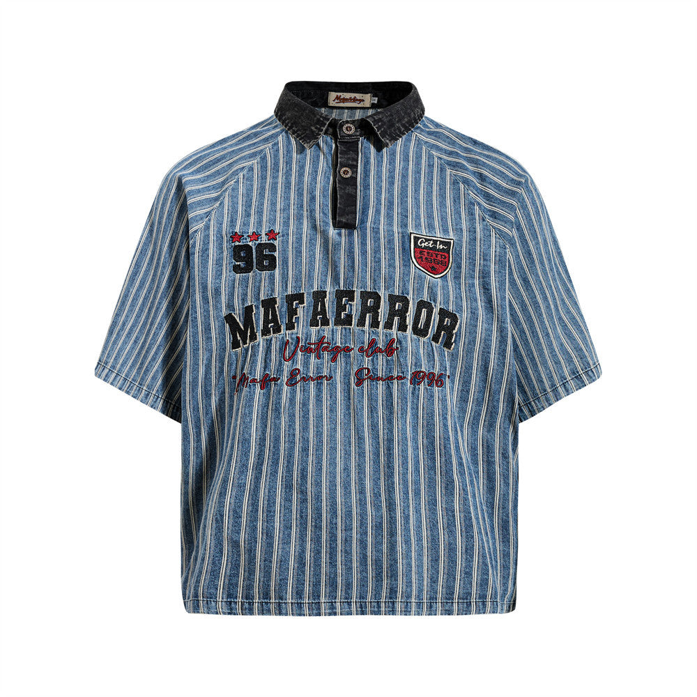 YAVIORA Letter-Embroidered Polo Shirt