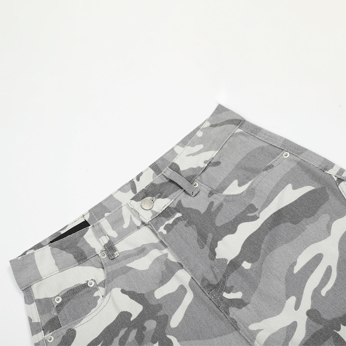 YAVIORA Gray and White Camouflage Cargo Pants