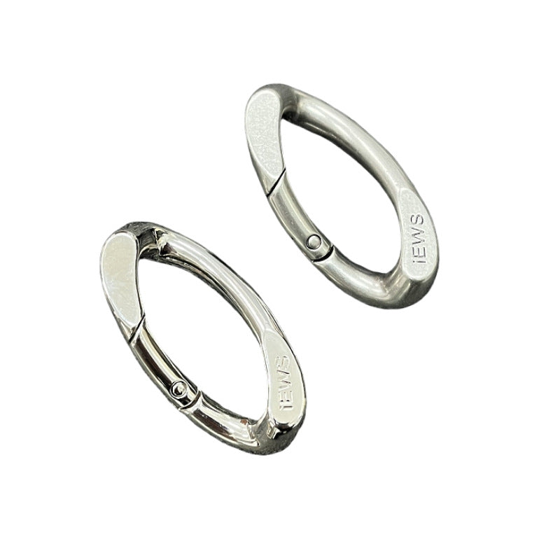 Oval Spring Snap Hook Keychain Ring Silver Metal