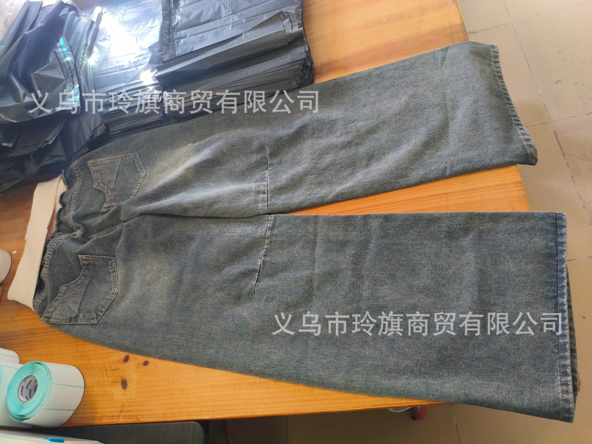 Y2K Patchwork Loose-Fit Low-Rise Jeans with Fold-Over Waistband