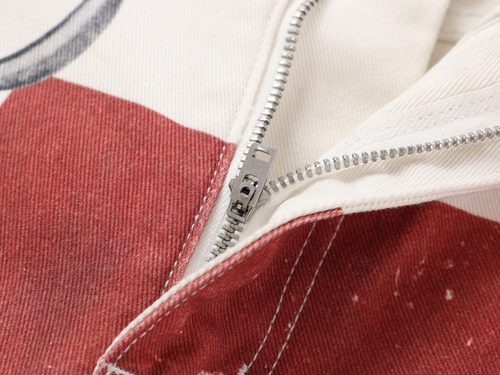 YAVIORA Red Cross Chain Wide Denim Pants