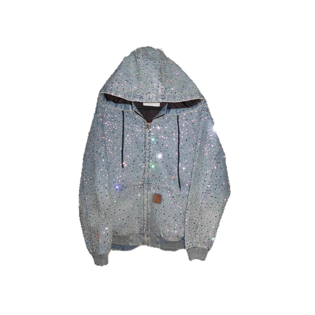 Y2K hip-hop heavy-duty rhinestone denim jacket