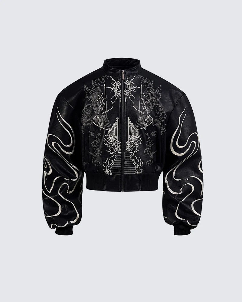 YAVIORA Lederjacke im Gothic-Stil