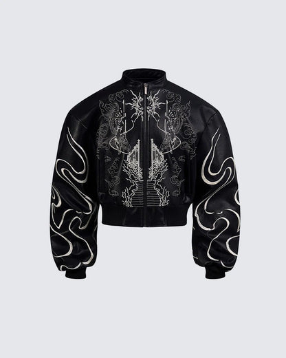 YAVIORA Lederjacke im Gothic-Stil