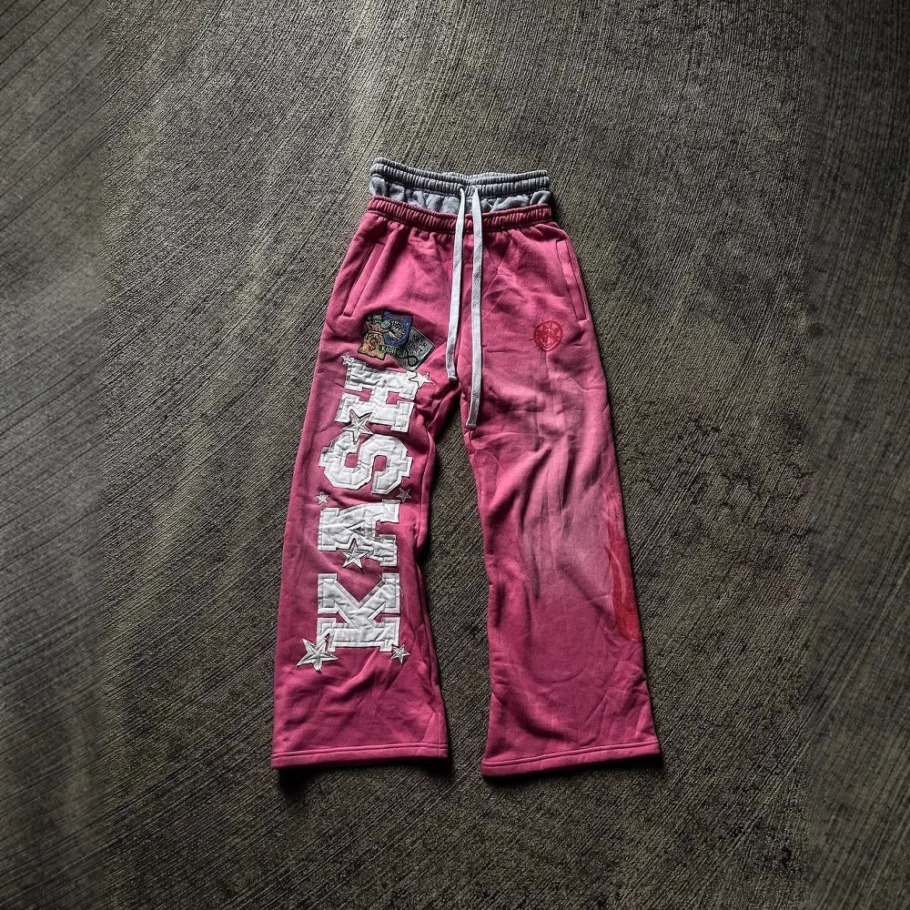 American-style appliqué embroidered sweatpants/sports pants