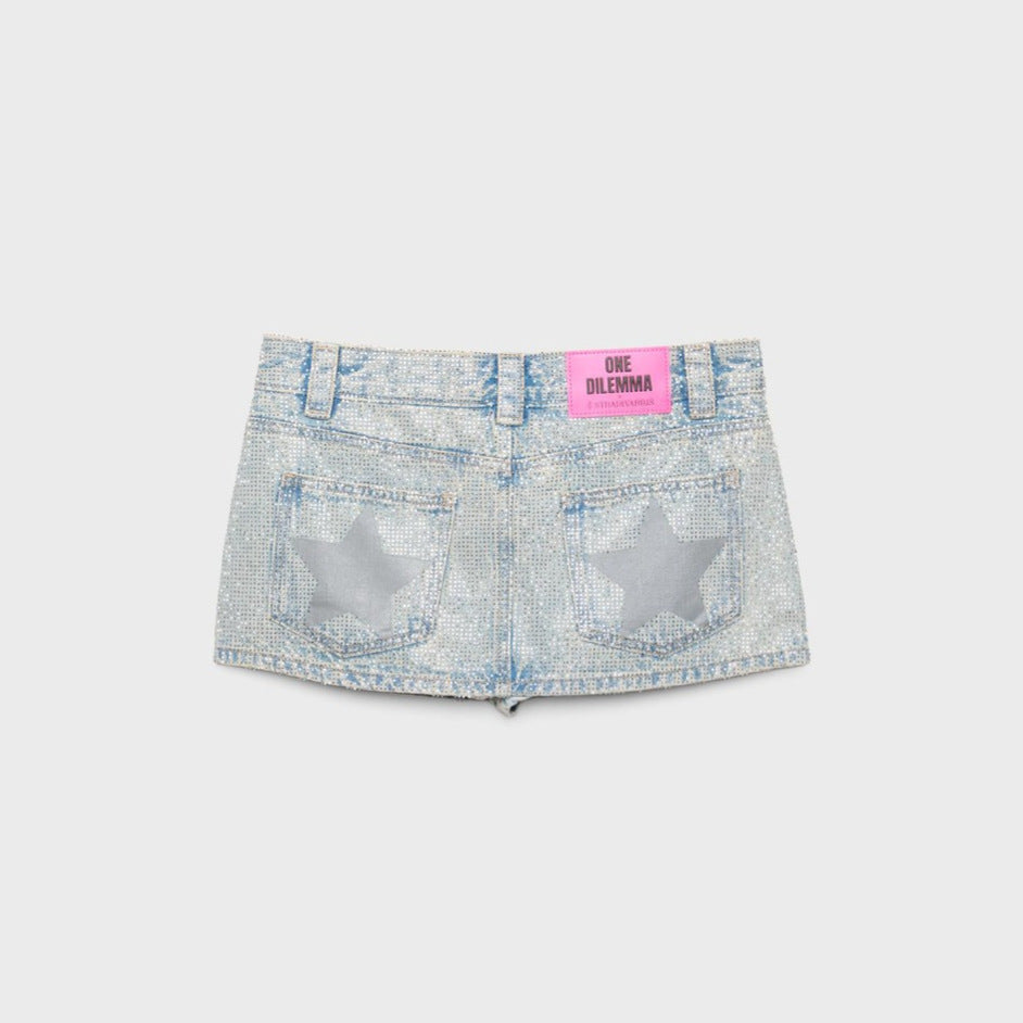 Star Print Rhinestone Embroidered Jeans