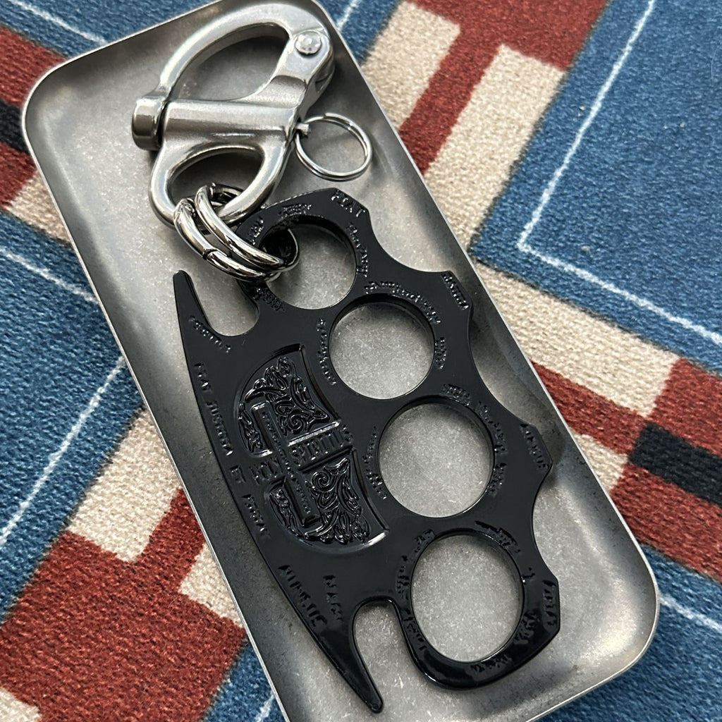 Black Knuckle Duster Keychain Heavy Metal Keyring