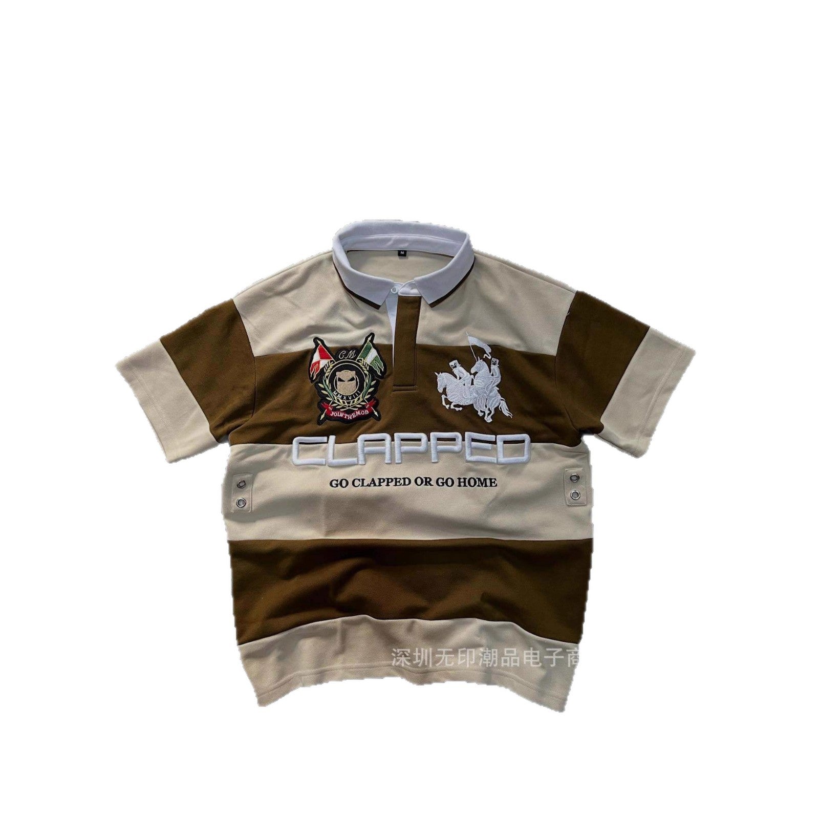 Polo Shirt Featuring 3D Embroidery and Appliqué "18" Patch