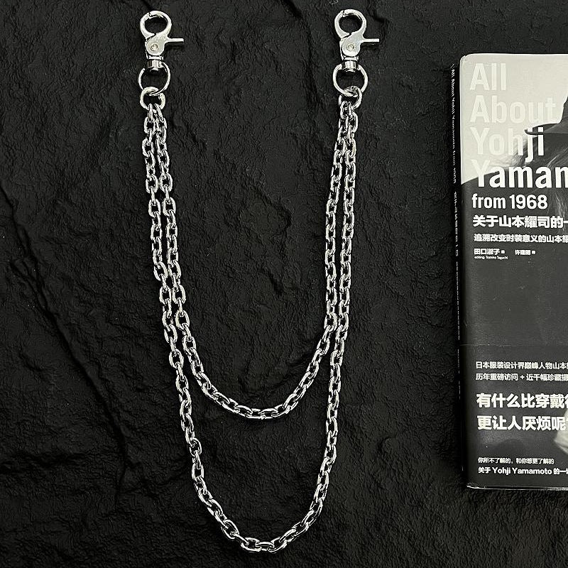 Silver Double Layer Pants Chain Punk Streetwear Wallet
