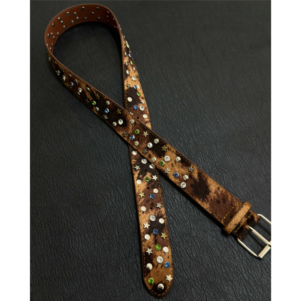 YAVIORA rhinestone studded horsehair belt