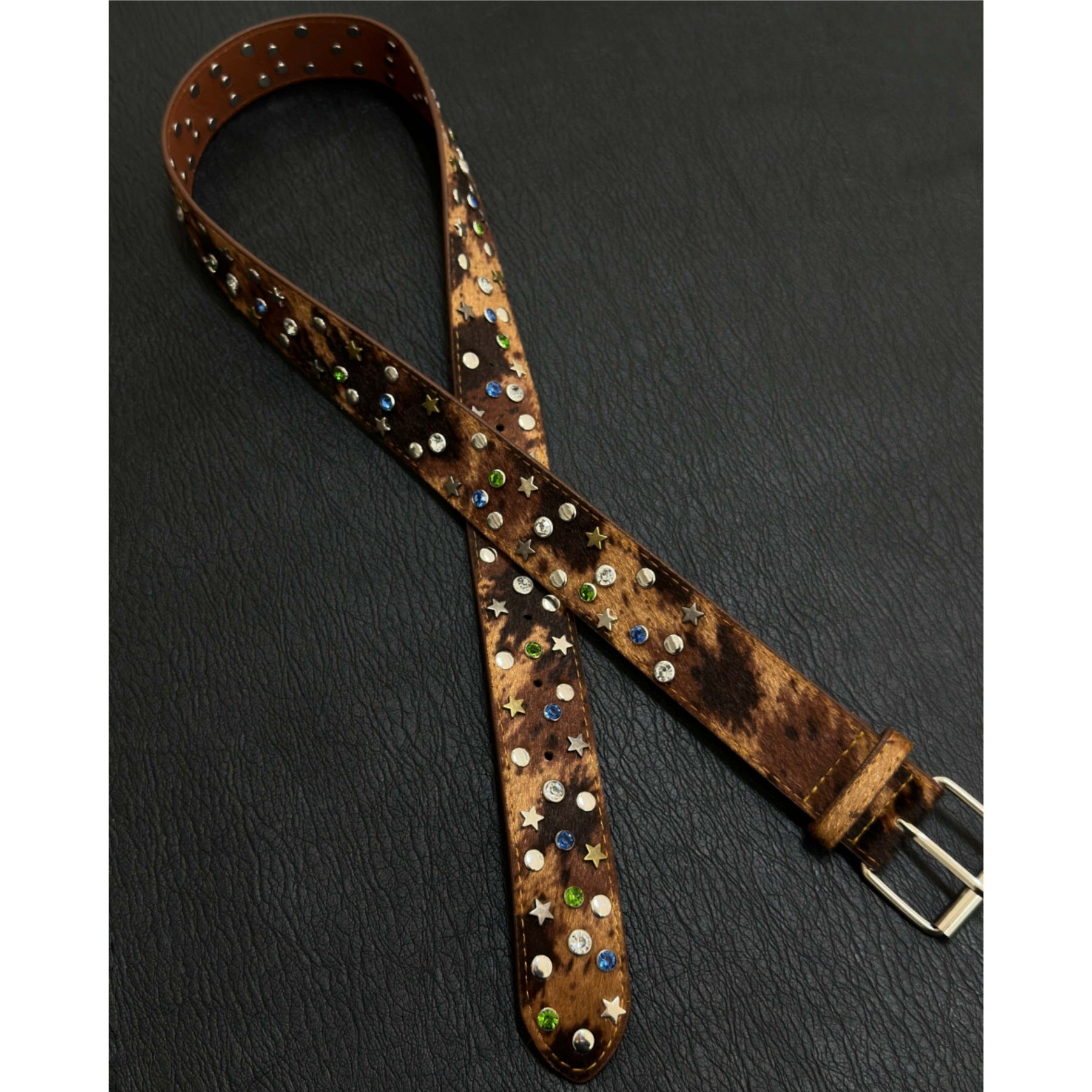 YAVIORA rhinestone studded horsehair belt