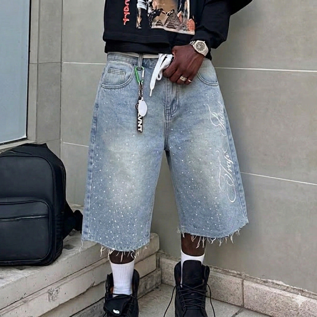 Y2K Straight Leg Wide Leg Distressed Loose Fit Capri Pants