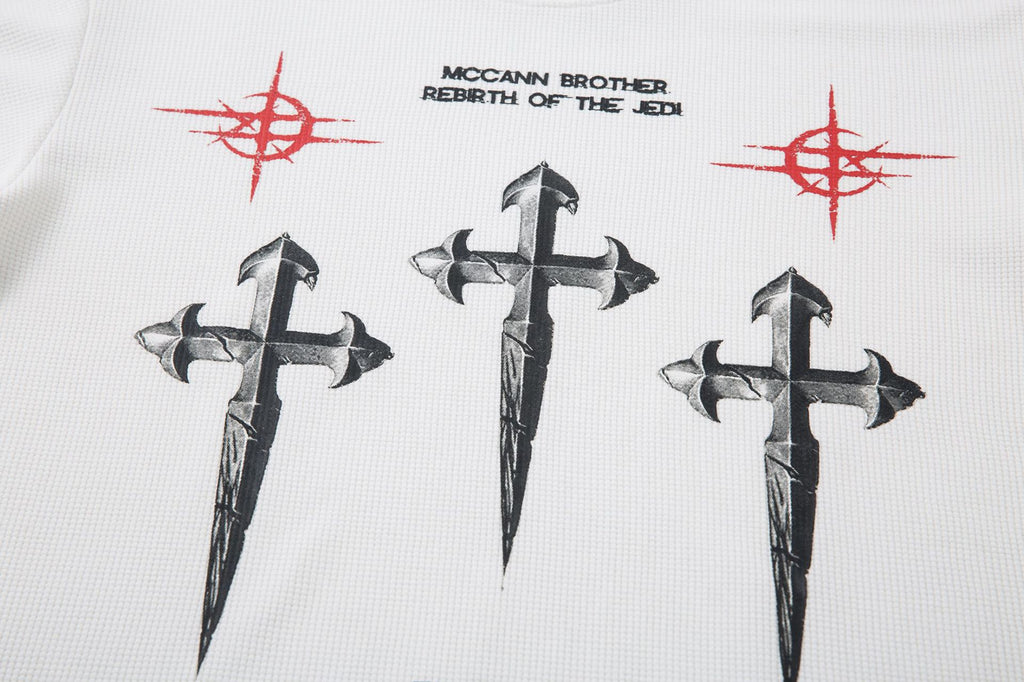 YAVIORA Dark Aesthetic Long-Sleeve Cross T-Shirt